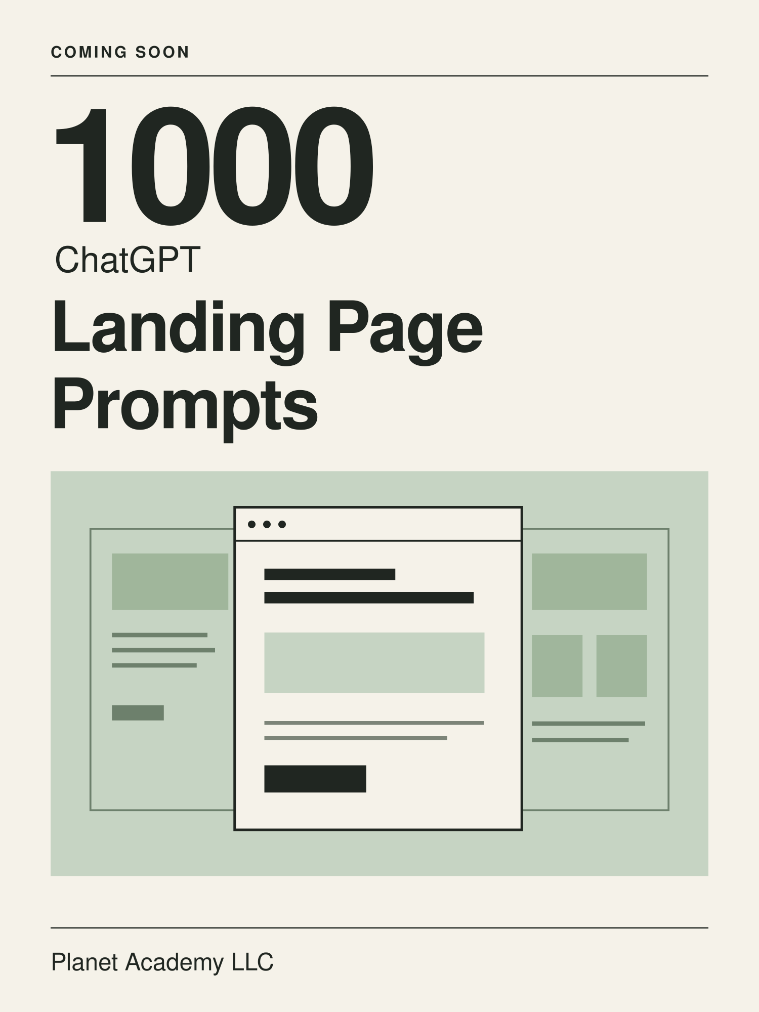 1000 ChatGPT Landing Page Prompts — Coming soon, published by Planet Academy LLC